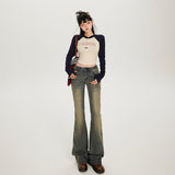 YC& Vintage Wash Nostalgic Hottie Low-Rise Horned Horned Pants Autumn/Winter Relics Jeans Women & Long Pants