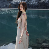 2025 In The Fog To See The Acetic Acid Hanging Dress Spring And Summer High-End Exquisite Holiday Fairy Yarn Skirt