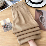 Silk Linen Broad Leg Pants Women Summer Thin 2025 New High-Waisted Cotton Trousers Trousers Straight Trousers