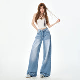 2026 New Hottie Crease To Make Old Water Wash Jeans Drag Floor Thin Loose Straight Broad Leg Pants