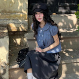 Vintage Sweet Double Buckle Lattice Bubble Sleeve Loose Shirt Korean Girl Good Temperament Doll Shirt Top