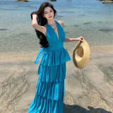 High Design Deep V Sexy Pure Desire Tie Sleeveless Dress With Thin Back Strap Hottie Dress