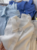 100 Linen ~ Simple Temperament Basic Solid Color Buffet Loose Linen Long-Sleeved Shirt Top