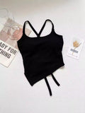 Summer Hot Girls Inside And Outside Wearing Green Seaside Wear Tops Irregular With Chest Cushions Small Sling Vest Woman