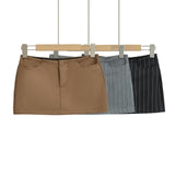 Hottie Low-Rise One-Buckle Striped Hip Skirt Spring And Summer New Self-Resistant Walk Short Skirt Mini Skirt