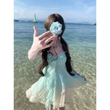 Sweet Temperament Two-Piece Suit Woman 2026 Summer New Tea Slings With Ponve Short Skirt Small Man Thin