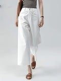Broad-Legged Trousers Women's Summer Thin White Casual Straight Trousers High Waist Thin Commuting Loose Nine-Point Trousers