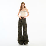 New Eleven Stone Treasure Camouflage Trousers Small Low-Rise Loose Straight Slack Trousers Woman
