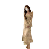 Tea Break Gentle Wind And Broken Flower Dress Women Early Spring And Autumn Design Temperament Niche Waist Thin Dress