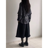 Autumn And Winter Hairs, Thick Broad Leg Pants Retro Lace Folding Loose Solid 7 Trousers Girl Pants 2 Colors