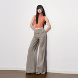 Light Gray Lazy Wind High-Waist High-Waist Elastic Micro-Tpeaker Jeans Women 2026 Spring New Thin Temperament Trumpet Trousers