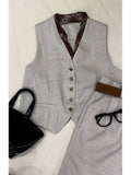 Great-Looking Summer Suit Woman 2025 Young Mature Niche Does Not Hit The Gray Linen Vest Shorts Two Sets