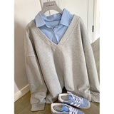 Sweet Korean Summer Retro Final Chapter Hit Two Spliced Wear Jackets Loose Autumn Coat Leisure Long Sleeves