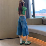8184 Vintage High-Rise Six-Point Scimits-Knife Denim Shorts Women Summer Small Loose Casual Broad-Legged Trousers