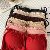 700# People Cotton Babes High-End Wooden Ear Design Hanging Neck On The Back Of The Woman With Breast Pad Lazy Sling Vest