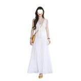Lace Flower V-Neck French Sleeveless Dress Women's Summer White Dress Design Small Dress