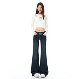 Cement Gray Low-Waisted Micro-Horn Jeans Women In The Fall Of 2025 New No-Legs Straight Elastic Trumpet Trousers