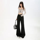 Early Spring Retro Nostalgic Micro-Horn Loose Thin Not Leg Horn Jeans Women's Elastic Slime