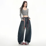 Vintage Wide-Legged Jeans Women Loose Thin-Skinny 2025 New Drag Trousers Without Belts