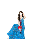 Holiday Style Blue Raging Dress Women's Summer French Waist Dress Design Gentle A Word Skirt