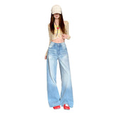 2026 New Retro Broad-Legged Jeans Women's Spring And Autumn Loose Thin Micro-Horn Straight Tube Drag Trousers