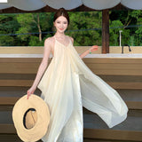 Summer Beautiful Beautiful Beach Dress Women's Seaside Vacation Bare Back Hanging Neck Hanging Dress Super Fairy
