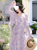 Suspension Dress Femininity High-End Purple Unique Beautiful Sling Skirt With Sunscreen Cardigan Two Sets