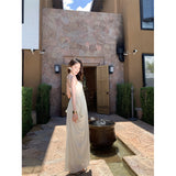 2025 French Pure White Moon Folds Thin Sling Dress With Abred-And-Back Hottie Dress