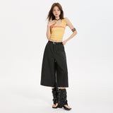 TXJ Black Striped Casual Seven-Point Shorts Women's Summer New High-Waisted Languid Straight Straight Leg Suit Pants