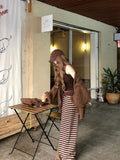 Lazy Slackened Striped Pants Women 2026 New Autumn And Winter Loose Leisure Broad Leg Pants High Waist Drag Glutinous Rice Pants