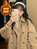 Milk Curry Color Hair Coat Women's Long 2025 Winter New Small Han Feel Thicker This Coat