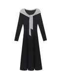 [With Belt] Black Dress Women's Autumn Dress 2025 New Korean Version Of Hepburn Wind Waist Thin Temperament Long Dress