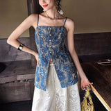 New Chinese-Style Cowboy Sling Vest Women Wear A New Sleeveless Top Sling Vest