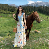 Seaside Vacation Wearing French Slings Broken Floral Dress Women's Summer 2025 New Huge Look Niche