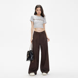 2026 Autumn Languid Wind Wide Leg Pants Women Loose Fall Feeling Folding Casual Straight Trousers Women