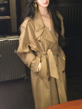 [Korean Drama Female Two Wind] High Sense Big Collar Double Buckle Collar Collar Collar Collar Collar With Long Wind Coat