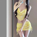 2026 New Swimsuit Sexy Fresh Lotus Bikini Three-Piece Thin Holiday Beach Soak Hot Spring Split