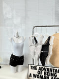 940# Spice Girls Pure Lust Wind U Collar One-Piece Vest Women Slimming Summer Bare Back One-Piece Chest Mat