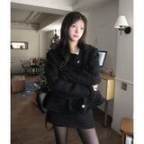 Korean Chic Autumn French Temperament Elegant Little Fragrant Style Simple Round Collar Single Buckle With Coarse Flowers And Short Coat