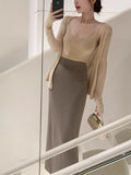 Lily Week JI To Comfort 100 Wool Series Wind Ballet Daily Feeling Knitted Top Set In Autumn