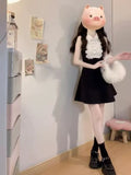 Rich Family Gold High-End Feeling Black Sleeveless Vest Dress Summer Lace Design Feeling Waist A Word Fluffy Skirt