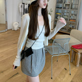 Knitting Series_Imported Yarn Thin Opener / Pure Color Open Shirt Sling With Two Sets Of Fashion Temperament