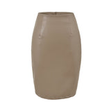 Korean Elastic Pu-Skin Skirt Women Autumn Pink Ass Skirts Slim High Waist Skirt Mid-Skirt Temperament Half Skirt