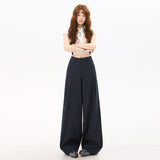 1010 Spring New Micro-Bneer Trousers High Waist Thin Feeling Casual Broad Leg Trousers Women