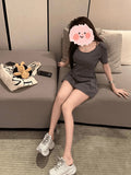 Large-Size Fat Mm Comic Body Thinch Waist Short-Sleeved Top Woman Summer Design Pure Hot Girl Style Long T-Shirt