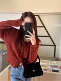 Small Fragrant Temperament Square Knitted Shirt Women Autumn And Winter Single Buckle Sweater Thin Coat Women's Short Coat