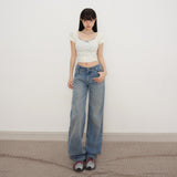 YC&2 Color Retro Low-Rise Loose Straight Pants Irregular Waist Design Spousy Thin Jeans Women Spring And Summer