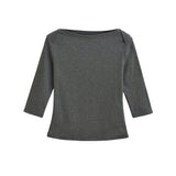 French High-Wisdom Sailing Collar Retro Seven-Sleeve T-Shirt Girl Autumn Hottie Slime Sleeves Blouse