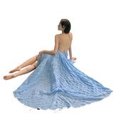 Super Fairy Design Sense Of Summer Waves Blue Pure Lust Wind Holiday Wind Bare Back To Show Thin Skirt Slings Long Skirts