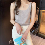 Sling 2026 Summer New Short-Term Slimming Ice Silk Knitted Vest Women Sleeveless Top